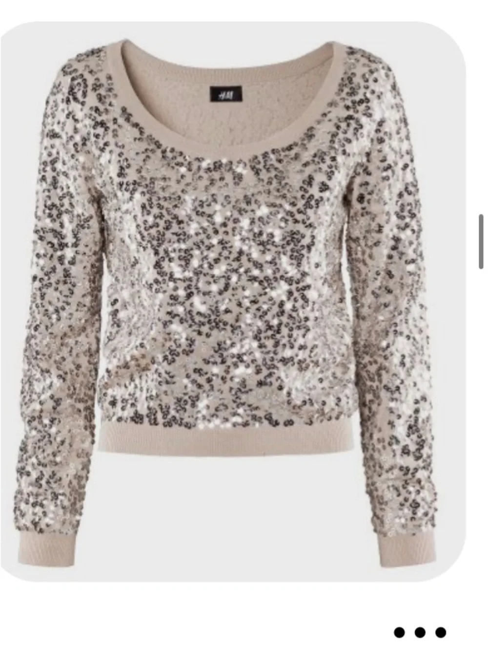 H&M Women's Beige Sequin Scoop Neck Sweater - Picture 1 of 5